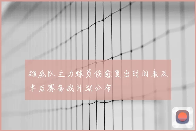 雄鹿队主力球员伤愈复出时间表及季后赛备战计划公布